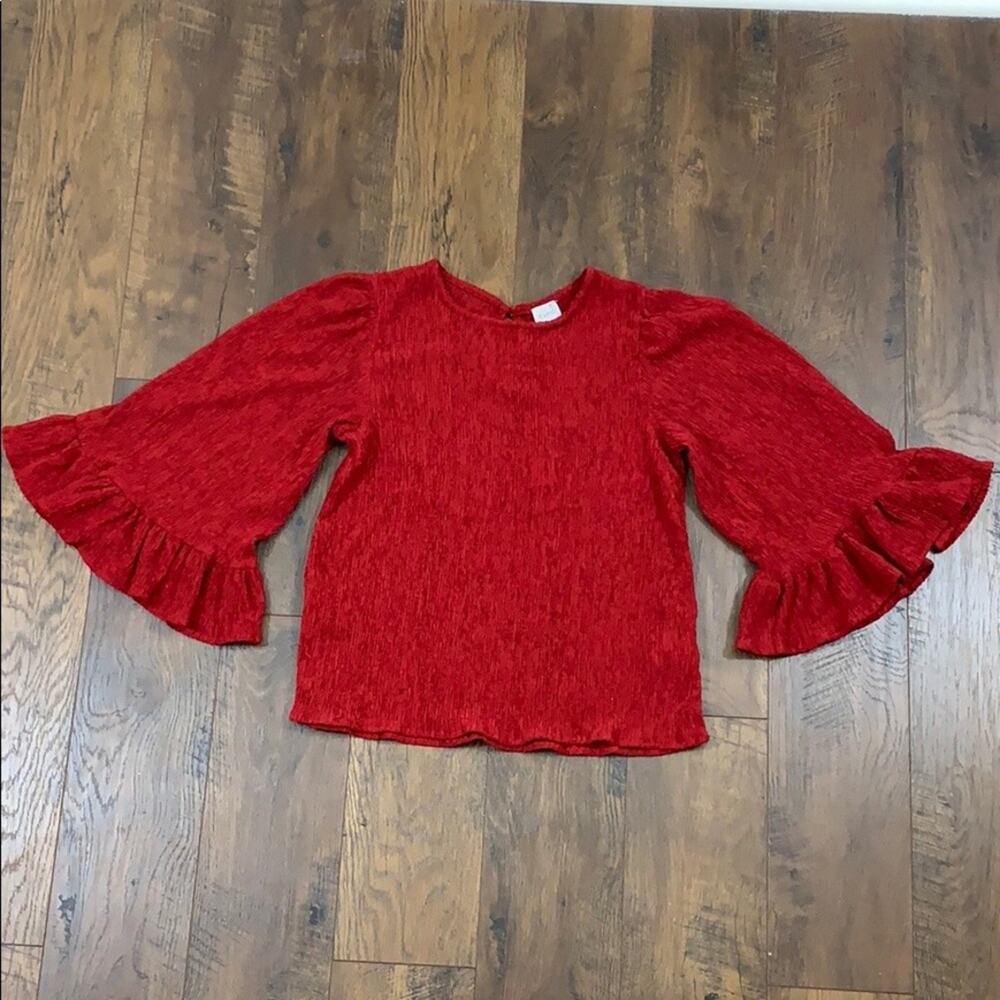 Cupio dark crimson bell sleeve blouse